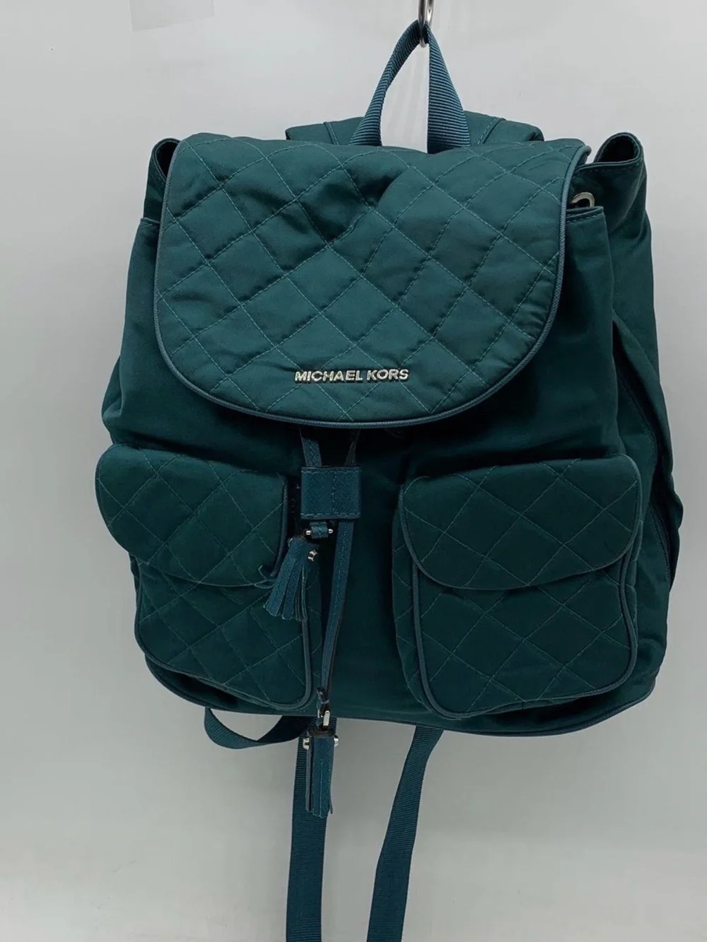 Michael Kors Quilted Teal-Green Backpack